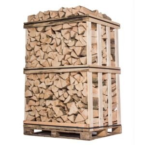 Lenha premium 50 cm – Embalada em palete de 2 m³ / 2,5 estéreos