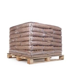 Pellets de madeira mista – Saco de 650 kg, certificado EN Plus A1